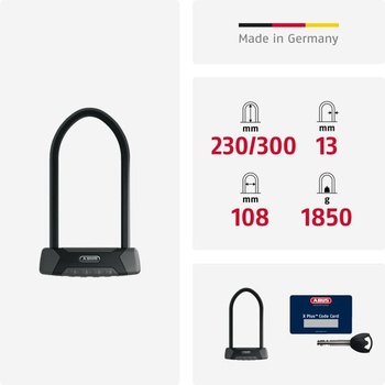 ABUS U-zámok Granit XPlus 540 + USH držiak - Zámok na bicykel so strmeňom s hrúbkou 13 mm a cylindričkou