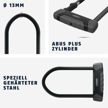 ABUS U-zámok Granit XPlus 540 + USH držiak - Zámok na bicykel so strmeňom s hrúbkou 13 mm a cylindričkou