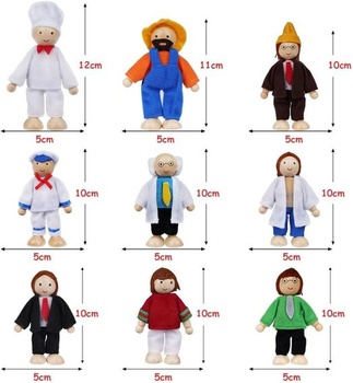 Domček pre bábiky Aolso, 9 kusov domček pre bábiky rodinka z dreva, figúrky pre bábiky herné