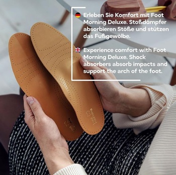 Foot Morning Deluxe – Ortopedické kožené vložky do topánok – Vysoko kvalitné kožené vložky do topánok s