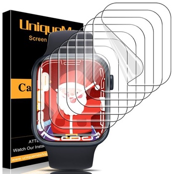 UniqueMe Pack 8 ochranných fólií pro Apple Watch Series 9/8/7 45mm fólie, [Flexibilní TPU] Soft HD