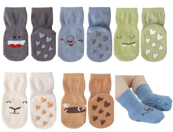Exemaba 5 párů protiskluzové bavlněné ponožky pro novorozené dívky Protiskluzové ponožky, kreslené
