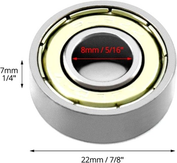 QWORK® 40 kusov guličkových ložísk 608zz, kovové dvojito tienené miniatúrne guličkové ložiská s