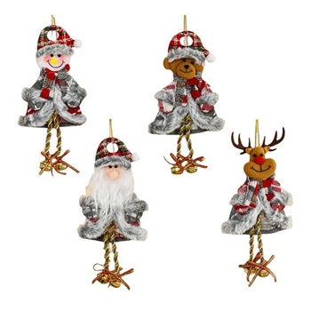 TSLBW 4ks Plyšová sada vánočních dekorací, Závěsné dekorace pro panenku sněhulák Tree, Závěsné