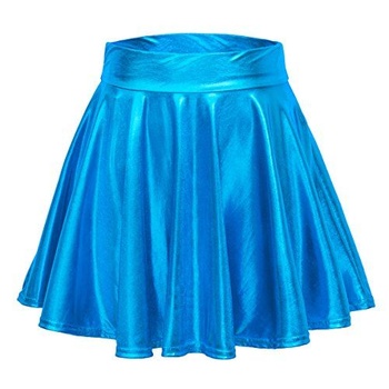 EXCHIC Dámská kovová skládaná sukně Mini bruslařská sukně (M, Blue Lake)