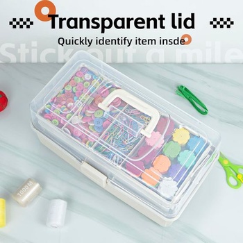 Víceúčelový úložný box Creahaus 37,5 cm se 3 policemi, třídicí box, organizér, box na tvoření, box