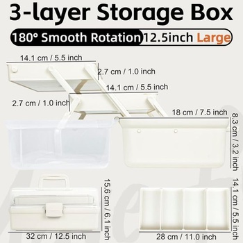 Víceúčelový úložný box Creahaus 37,5 cm se 3 policemi, třídicí box, organizér, box na tvoření, box