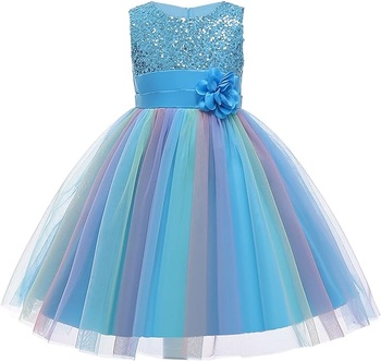 Detské šaty s flitrami M MUNCASO modré 104