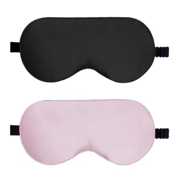 2 balení měkké hedvábné masky na spaní s nastavitelnými pásy na spaní, pro muže, ženy, děti (černá