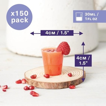 Pohár Matana 150 panákov z pevného plastu so zlatým ligotom, 30 ml - odolné a opakovane