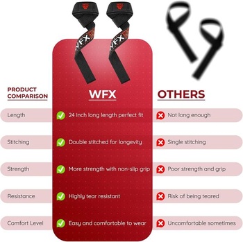 WFX vzpieračské popruhy Podpora zápästia Polstrovaný neoprén Gym Cross Training Ručná tyč Vzpieračské