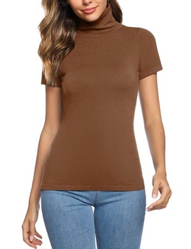 Irevial Basic T-Shirt Dámské stojací límec s krátkým…