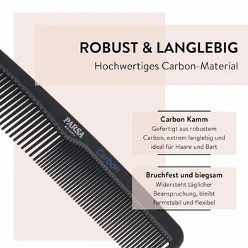 Karbónový hrebeň na vlasy PARSA Beauty Profesionálny styling Antistatický pre všetky typy vlasov