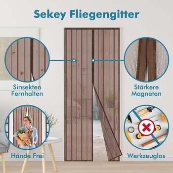 Magnetická síť proti hmyzu Sekey na balkonové dveře bez vrtání, záclona na dveře s ochranou proti
