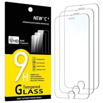 NEW'C Pack of 3, pancéřové ochranné sklo pro iPhone 8/7 (4.7), bez poškrábání, tvrdost 9H, HD