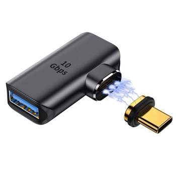 QIANRENON 90stupňový 90stupňový pravoúhlý USB C magnetický adaptér Převodník USB 3.0 samice na