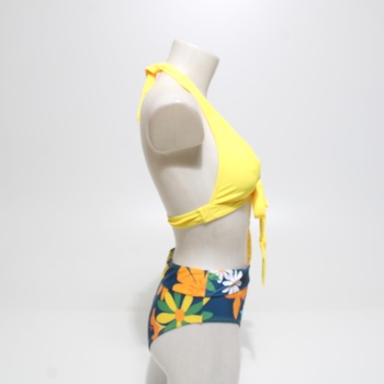 Plavky YBENLOVER žluto-modré s květy vel. S