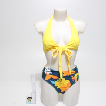 Plavky YBENLOVER žlto-modré s kvetmi veľ. S