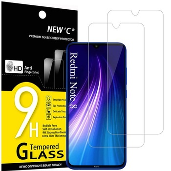 NEW'C Pack of 2, pancéřové ochranné sklo pro Xiaomi Redmi Note 8, Note 8 2021, Xiaomi Mi 9 Lite,