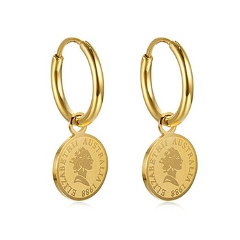 Vissen dámské malé kruhové náušnice pozlacené piercing ženy avatar visící retro mince příslušenství