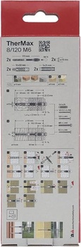 Fischer Thermax 8/120 M6 Hmoždinky na upevnenie na izolačný náter, 2 ks, 45682, viacfarebné, náter