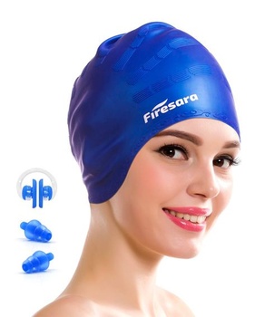 Plavecká čepice pro dlouhé vlasy, voděodolná silikonová plavecká čepice Firesara na dredy nebo