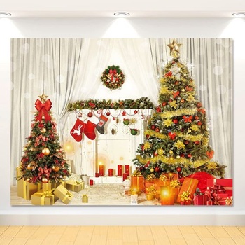 7x5FT kreslené vánoční pozadí s veselými vánocemi sněhulák vánoční stromeček vzor fotografie pozadí