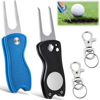 LBING Golf Divot Repair Tool 2 ks Golf Divot Repair Vyskakovacie tlačidlo as Ballmarkerom Náradie na