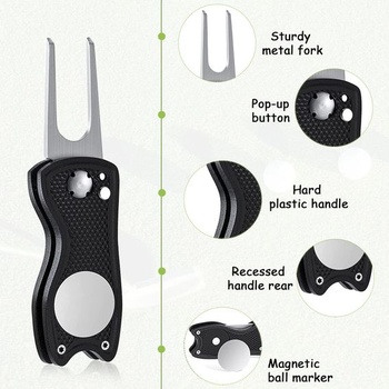 LBING Golf Divot Repair Tool 2 ks Golf Divot Repair Vyskakovacie tlačidlo as Ballmarkerom Náradie na