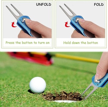 LBING Golf Divot Repair Tool 2 ks Golf Divot Repair Vyskakovacie tlačidlo as Ballmarkerom Náradie na