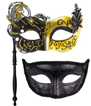 SIQUK 2 kusy benátská maska s hůlkovou maškarní maskou na…