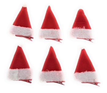 MC-Trend® Sada 6 vánočních spon do vlasů ve tvaru malé čepice Santa Clause, ideální na jakýkoli