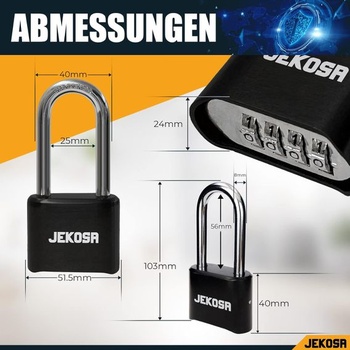 Jekosa® JKE/50 [vodotesný] Heavy Duty vonkajší kombinovaný visiaci zámok - [bez kľúča] 4miestny