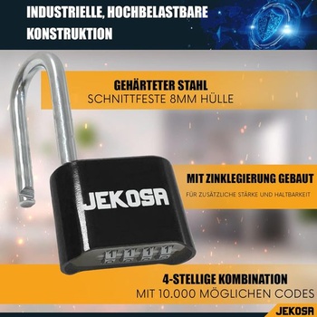 Jekosa® JKE/50 [vodotesný] Heavy Duty vonkajší kombinovaný visiaci zámok - [bez kľúča] 4miestny