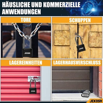 Jekosa® JKE/50 [vodotesný] Heavy Duty vonkajší kombinovaný visiaci zámok - [bez kľúča] 4miestny