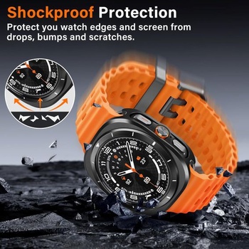 Amizee 2 v 1 kovové púzdro kompatibilné s Samsung Galaxy Watch Ultra 47mm, tvrdý PC odolný proti