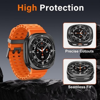 Amizee 2 v 1 kovové púzdro kompatibilné s Samsung Galaxy Watch Ultra 47mm, tvrdý PC odolný proti