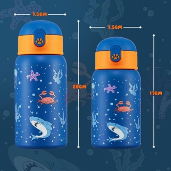 Detská nerezová fľaša na pitie Autsel Kids 500ml so slamkou, izolovaná detská fľaša bez BPA, kovová