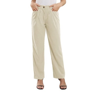 ANGGREK manšestrové kalhoty dámské s vysokým pasem knoflíková léga na zip manšestrové elegantní