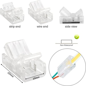Aroidful 10dielne konektory COB LED 2-kolíkové 10 mm jednofarebné konektory COB LED pásikov Konektor