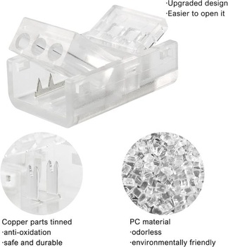 Aroidful 10dielne konektory COB LED 2-kolíkové 10 mm jednofarebné konektory COB LED pásikov Konektor