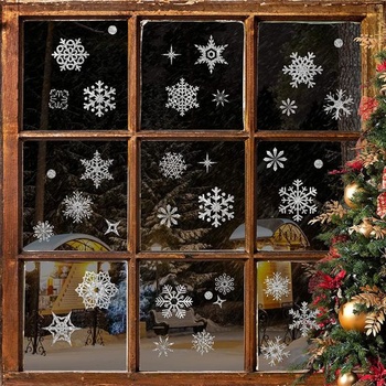 Vánoční dekorace na okna, obrázky na okna Vánoce, sněhové…
