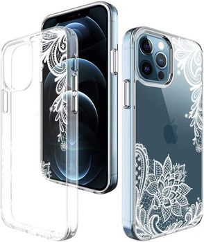 BSLVWG kompatibilní s iPhone 12 Pro Max Case, Květinový vzor Čirý design Pevný zadní kryt s měkkým