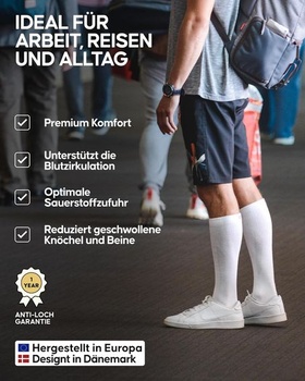 Kompresné pančuchy z organickej bavlny DANISH ENDURANCE, 14-18 mmHg, unisex, pre ženy a mužov, 1 alebo