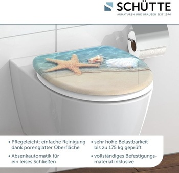 WC sedátko Schütte BEACH s mechanismem tlumeného dovírání, vhodné pro všechny standardní toaletní