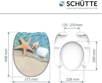 WC sedátko Schütte BEACH s mechanismem tlumeného dovírání, vhodné pro všechny standardní toaletní