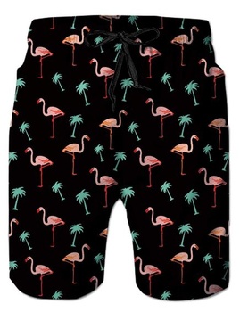 Pánské plavecké šortky Fanient pánské plavky s 3D potiskem Flamingo, dětské plážové plavky M