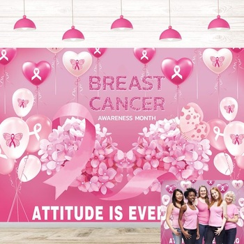 Banner na podporu rakoviny prsu Růžová stuha 8x6 stop Dekorace na podporu rakoviny prsu pro ženy