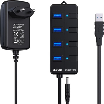 USB rozbočovač Vemont CQT-308 + zdroj 220V