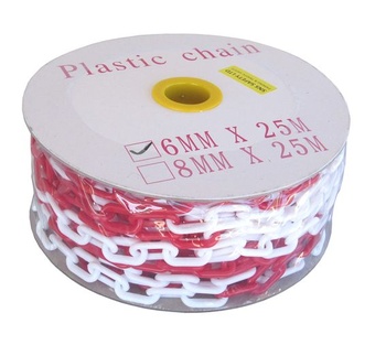 SNS SAFETY LTD Plastová řetězová zábrana 6mm červená bílá 25 metrů